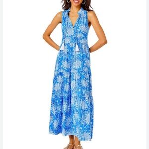 Lilly Pulitzer Malone Cotton Maxi Dress. Never worn!! Boca Blue Croc & Lock it.